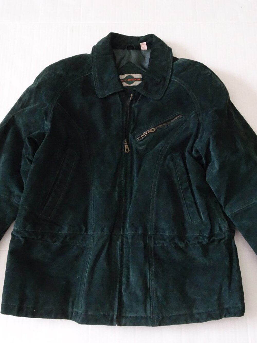 Jacket - Out Brook - Leather Jacket - Ladies Medium Zip Front - Lined Drawstring